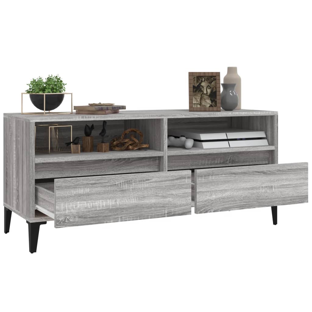 vidaXL TV Cabinet Grey Sonoma 100x34.5x44.5 cm Engineered Wood