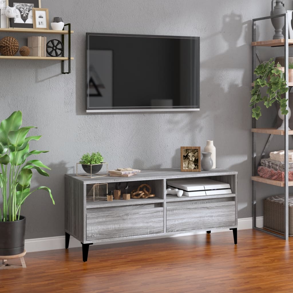 vidaXL TV Cabinet Grey Sonoma 100x34.5x44.5 cm Engineered Wood
