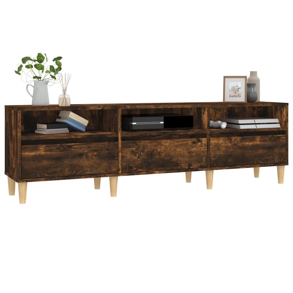 vidaXL TV Cabinet Smoked Oak 150x30x44.5 cm Engineered Wood