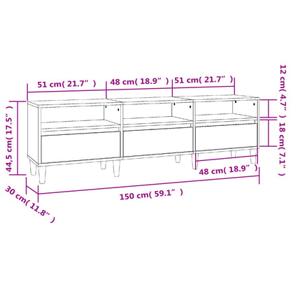 vidaXL TV Cabinet Smoked Oak 150x30x44.5 cm Engineered Wood
