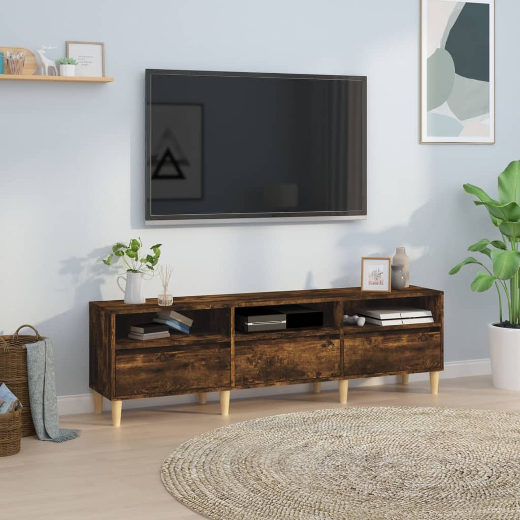 vidaXL TV Cabinet Smoked Oak 150x30x44,5 cm Engineered Wood