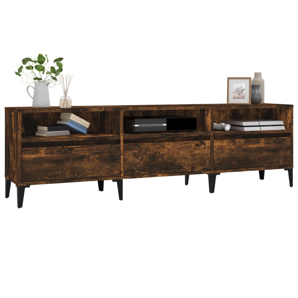 vidaXL TV Cabinet Smoked Oak 150x30x44.5 cm Engineered Wood