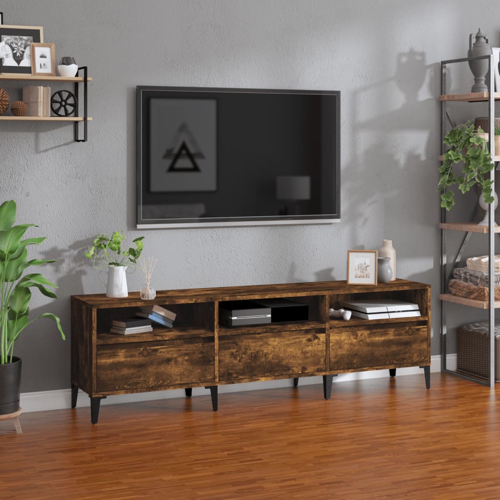 vidaXL TV Cabinet Smoked Oak 150x30x44,5 cm Engineered Wood