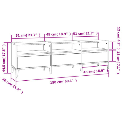 vidaXL TV Cabinet Grey Sonoma 150x30x44.5 cm Engineered Wood