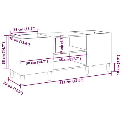 vidaXL Record Cabinet White 121x38x48 cm Engineered Wood