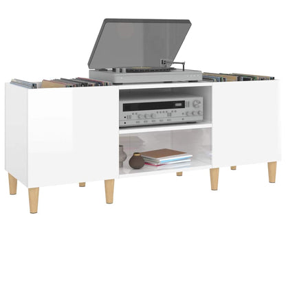 vidaXL Record Cabinet High Gloss White 121x38x48 cm Engineered Wood