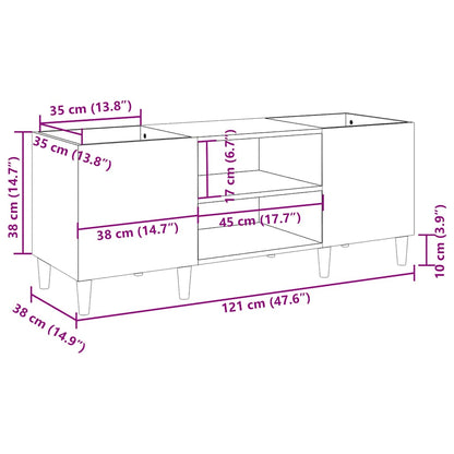 vidaXL Record Cabinet High Gloss White 121x38x48 cm Engineered Wood