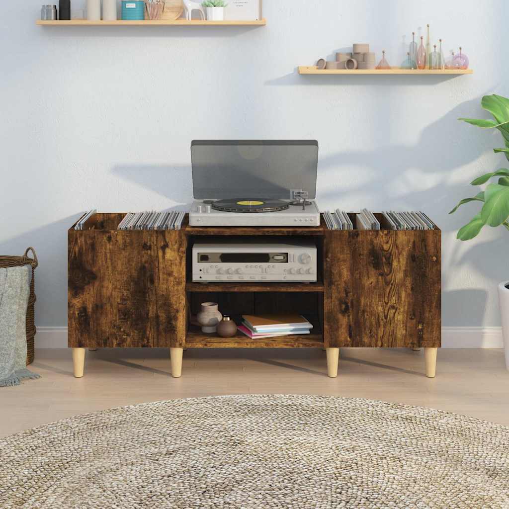 vidaXL Record Cabinet Smoked Oak 121x38x48 cm Engineered Wood
