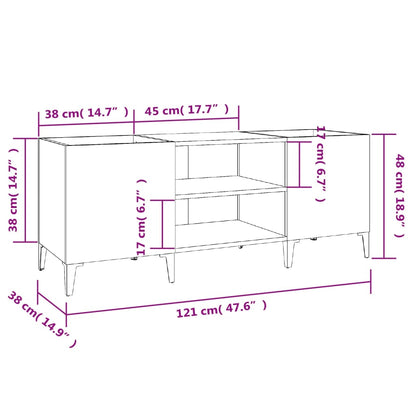 vidaXL Record Cabinet White 121x38x48 cm Engineered Wood