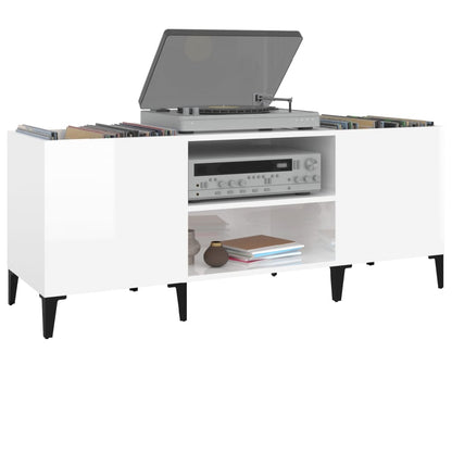 vidaXL Record Cabinet High Gloss White 121x38x48 cm Engineered Wood