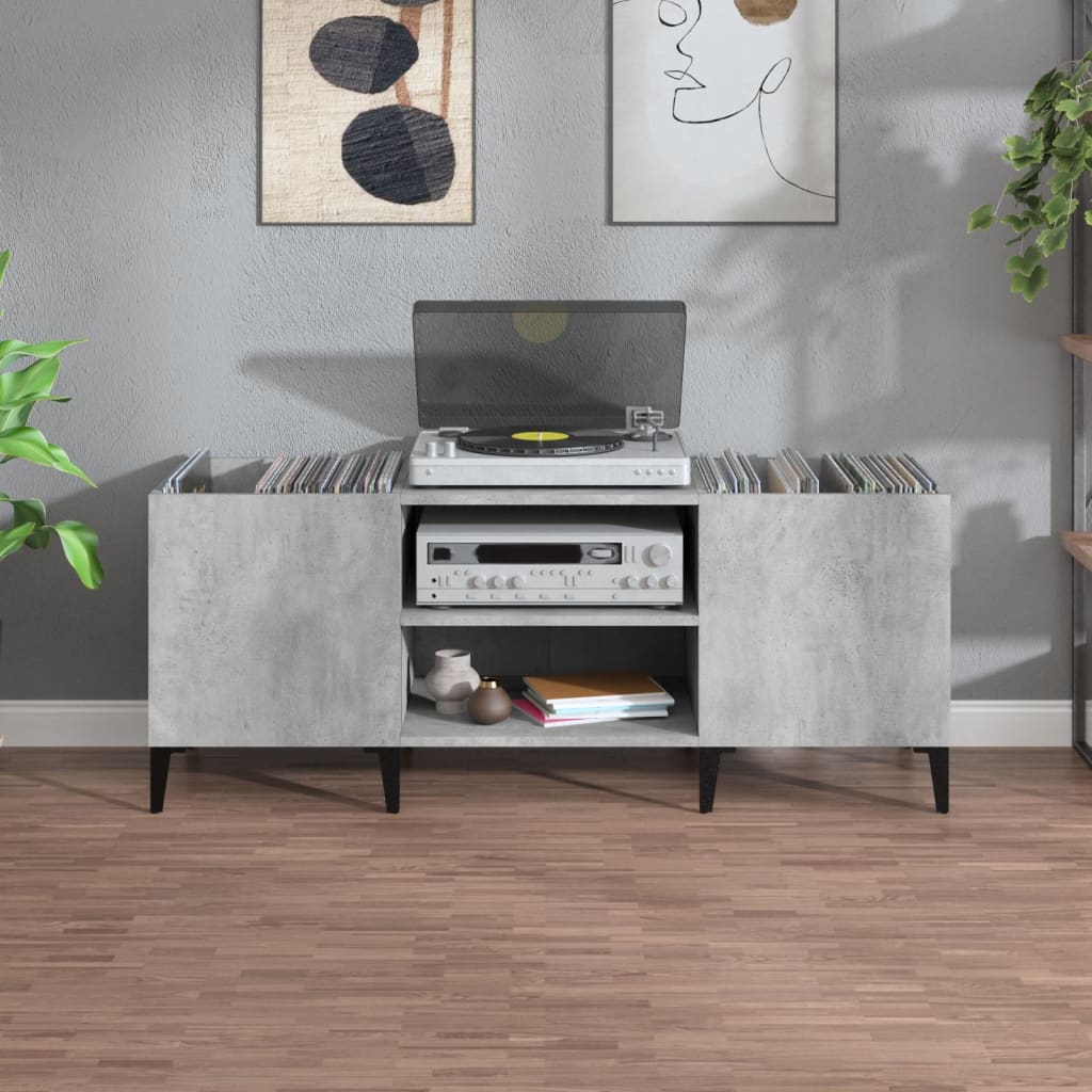 vidaXL Record Cabinet Concrete Grey 121x38x48 cm Engineered Wood