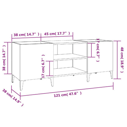 vidaXL Record Cabinet Grey Sonoma 121x38x48 cm Engineered Wood