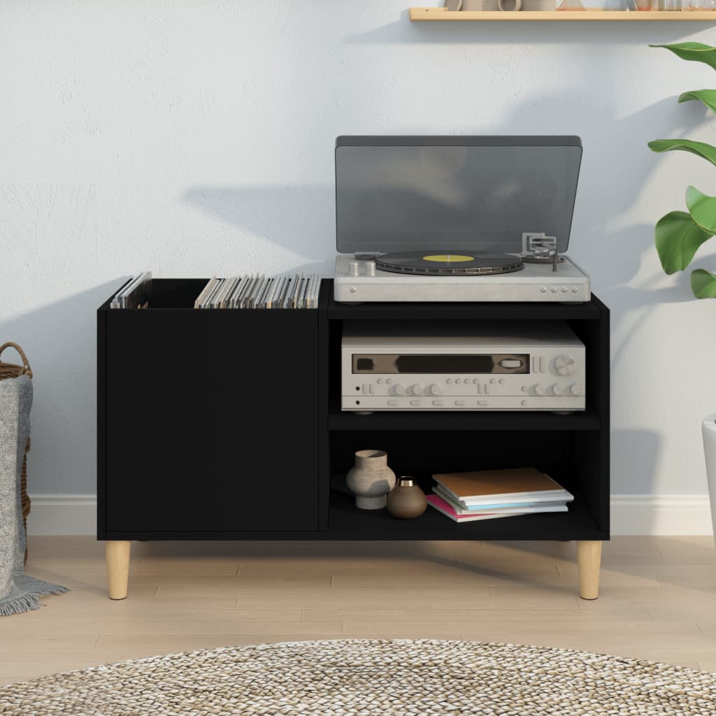 vidaXL Record Cabinet Black 84,5x38x48 cm Engineered Wood