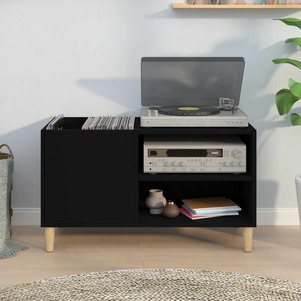 vidaXL Record Cabinet Black 84,5x38x48 cm Engineered Wood