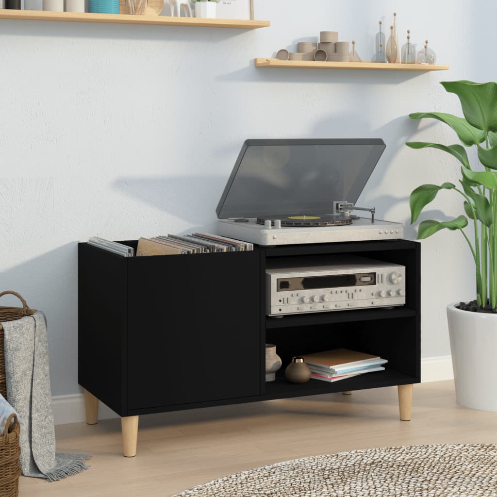 vidaXL Record Cabinet Black 84,5x38x48 cm Engineered Wood