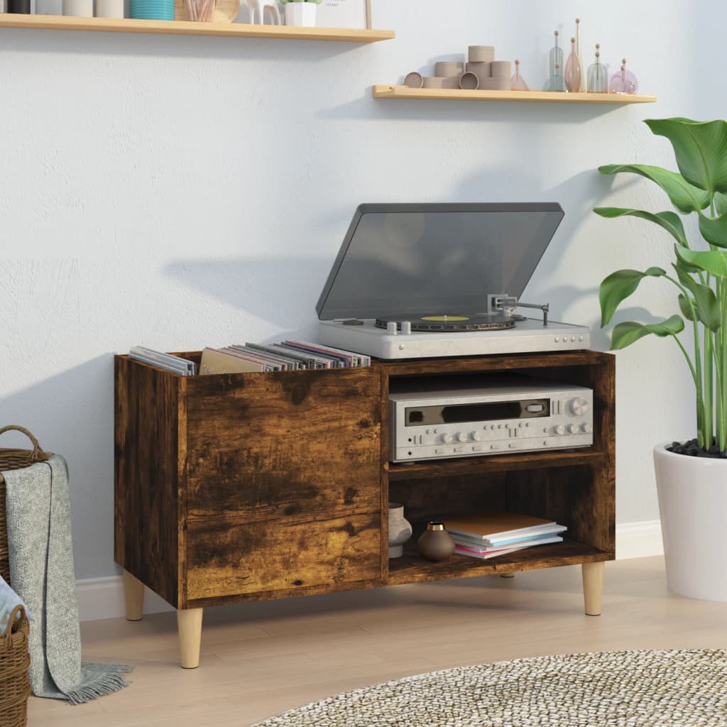 vidaXL Record Cabinet Smoked Oak 84,5x38x48 cm Engineered Wood
