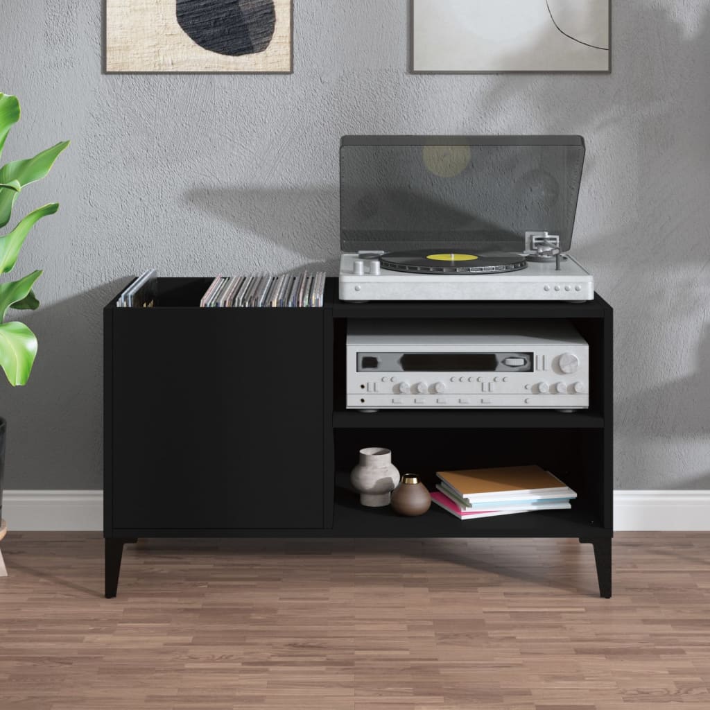 vidaXL Record Cabinet | Black | Engineered wood, metal | Medium | Record Cabinet
