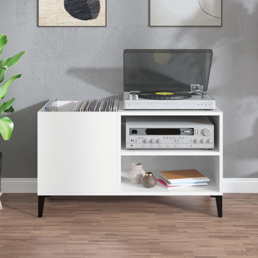 vidaXL Record Cabinet High Gloss White 84,5x38x48 cm Engineered Wood