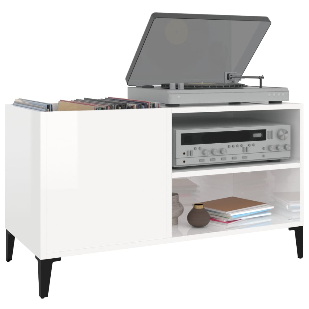 vidaXL Record Cabinet High Gloss White 84,5x38x48 cm Engineered Wood