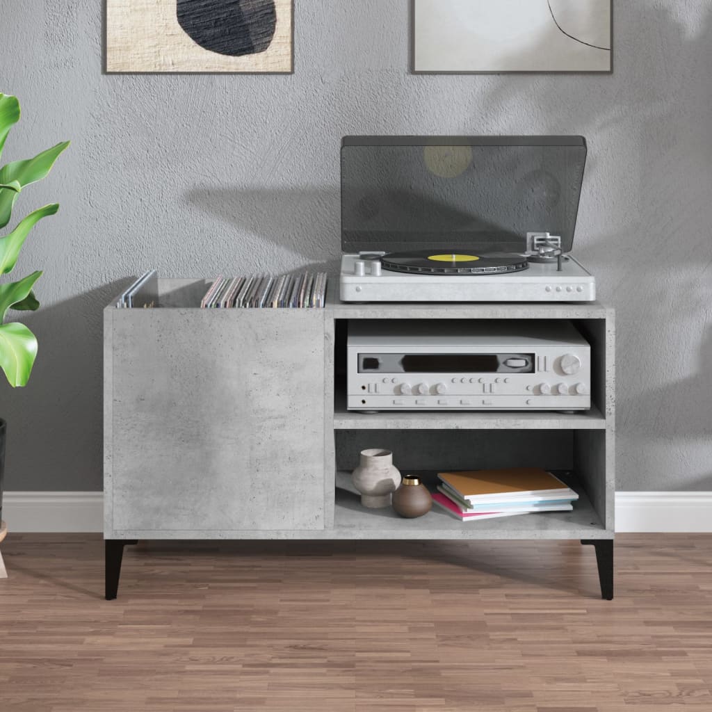 vidaXL Record Cabinet Concrete Grey 84.5x38x48 cm Engineered Wood