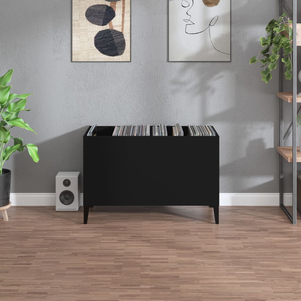 vidaXL Record Cabinet Black 74.5x38x48 cm Engineered Wood
