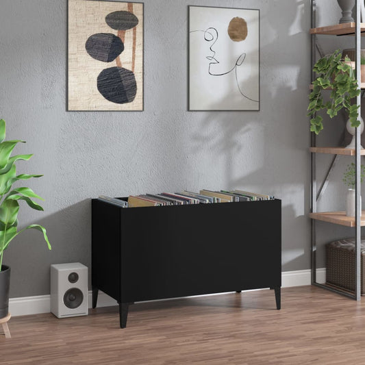 vidaXL Record Cabinet | Black | Engineered Wood, Metal | 74.5 x 38 x 48 cm