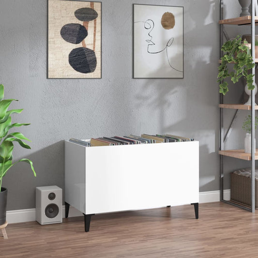 vidaXL Record Cabinet | High-gloss white | Engineered wood, metal | Medium