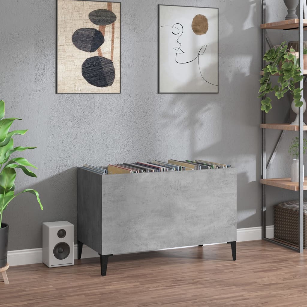 vidaXL Record Cabinet Concrete Grey 74.5x38x48 cm Engineered Wood
