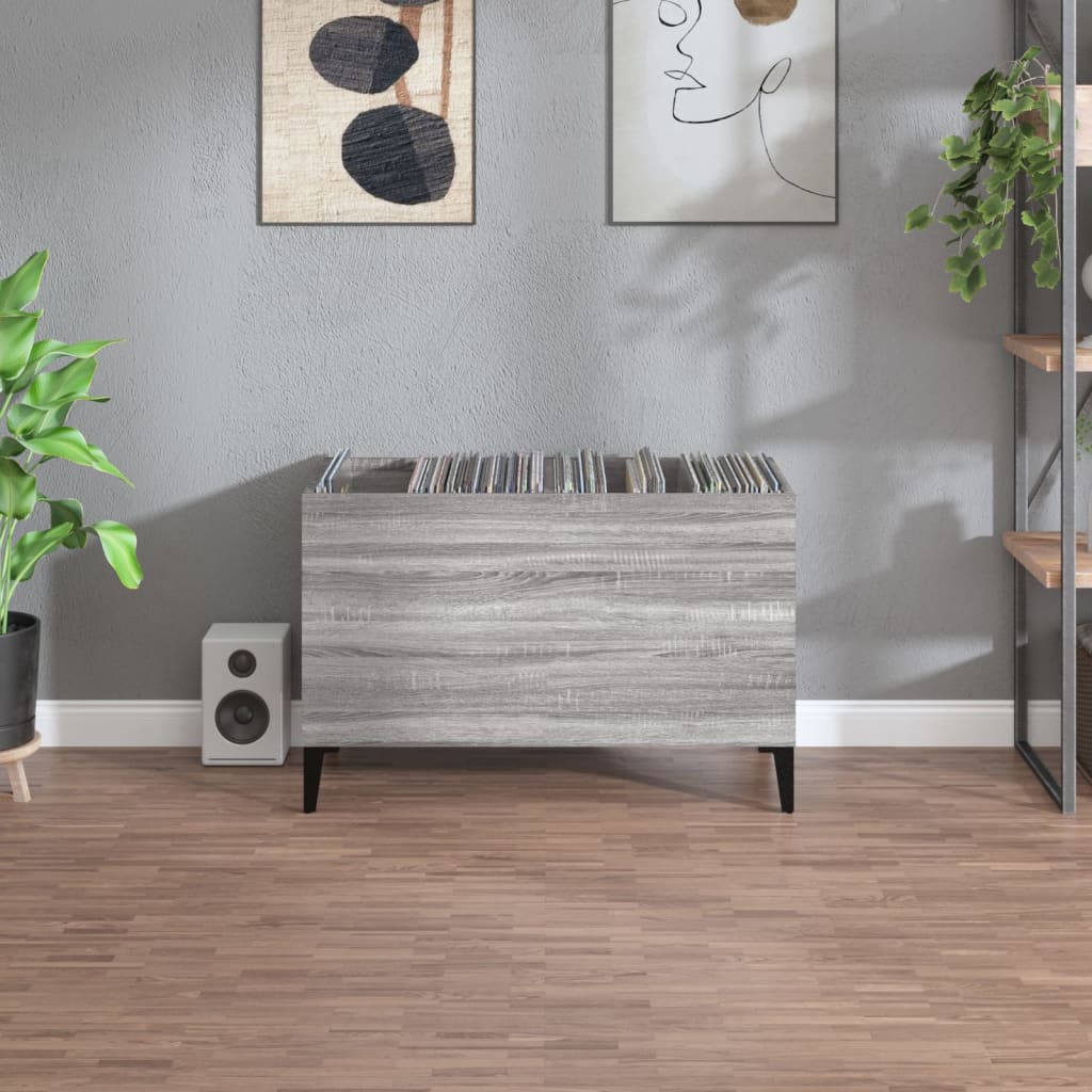vidaXL Record Cabinet | Grey Sonoma | Engineered wood, Metal | Medium