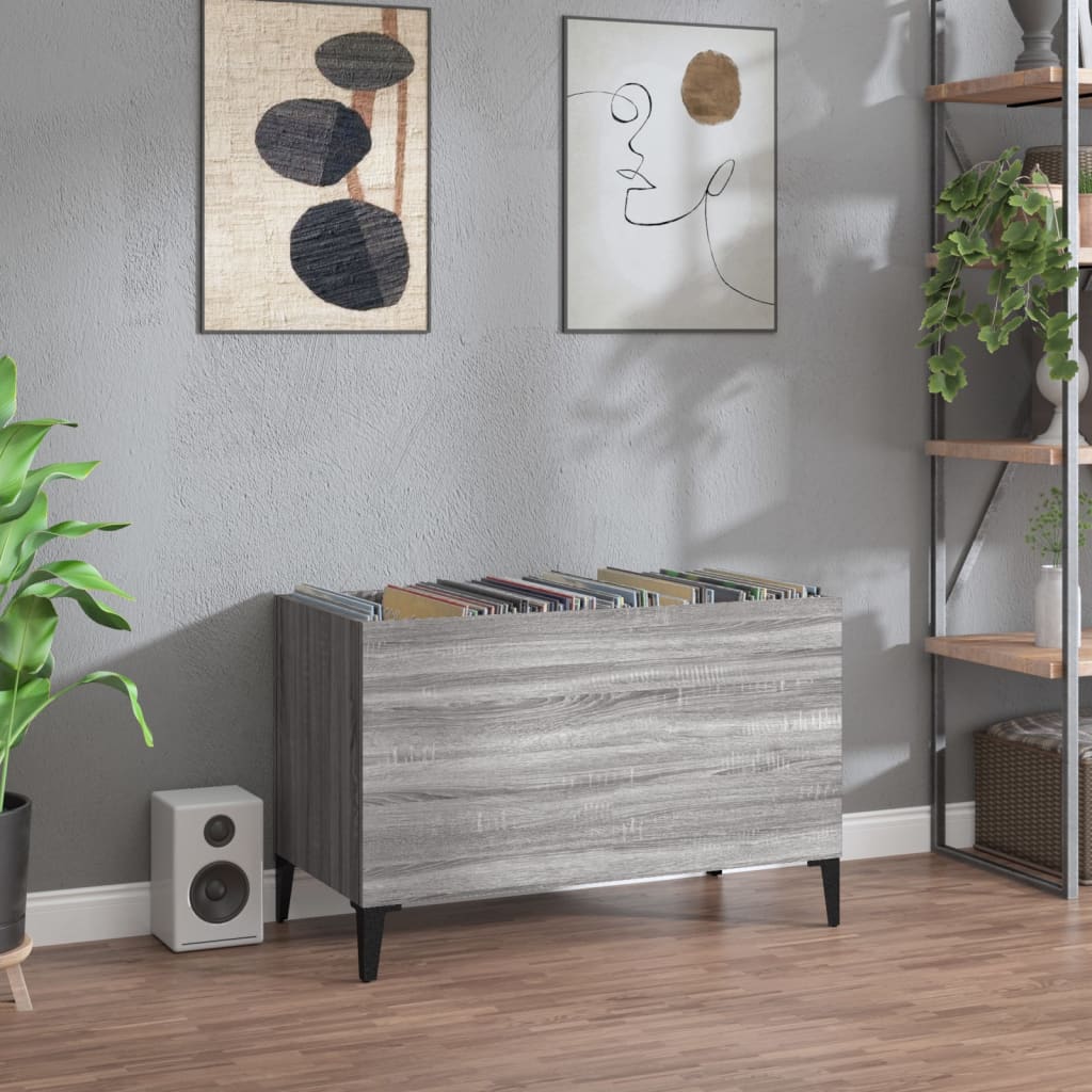 vidaXL Record Cabinet | Grey Sonoma | Engineered wood, Metal | Medium