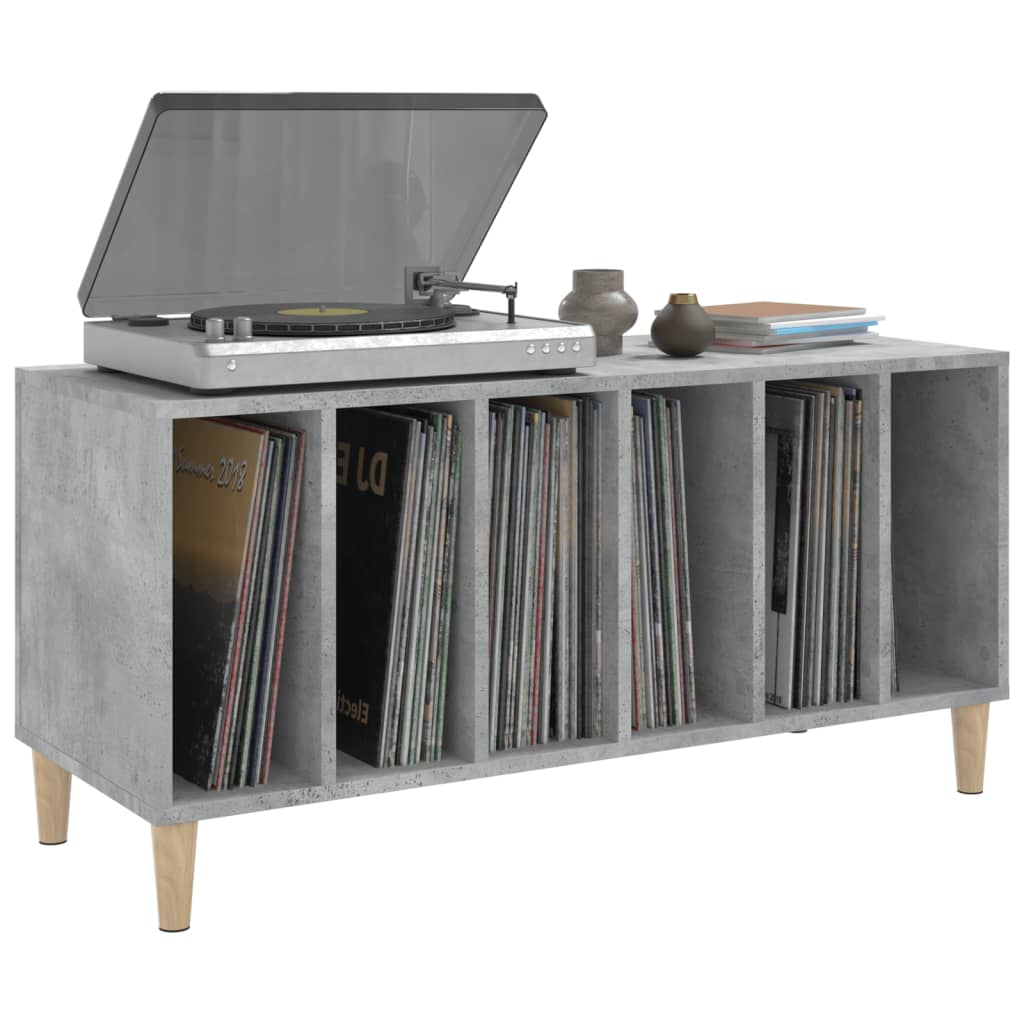 vidaXL Record Cabinet | Concrete Grey | Engineered wood, solid eucalyptus wood