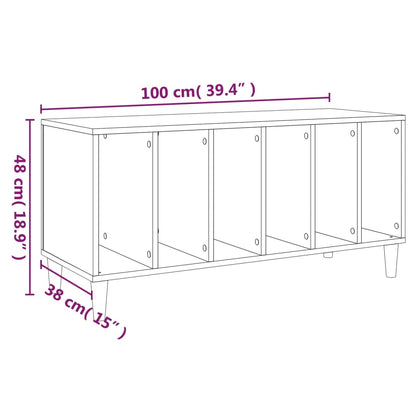 vidaXL Record Cabinet | Concrete Grey | Engineered wood, solid eucalyptus wood