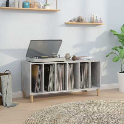 vidaXL Record Cabinet | Concrete Grey | Engineered wood, solid eucalyptus wood