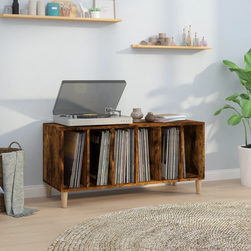 vidaXL Record Cabinet | Smoked Oak | Engineered Wood | Medium | Record Cabinet