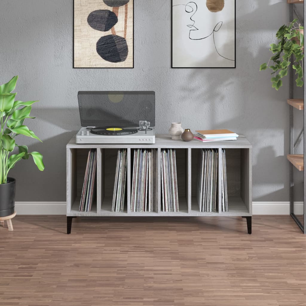 vidaXL Record Cabinet | Grey sonoma | Engineered wood, metal | 100 x 38 x 48 cm