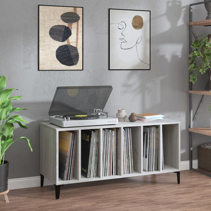 vidaXL Record Cabinet | Grey sonoma | Engineered wood, metal | 100 x 38 x 48 cm