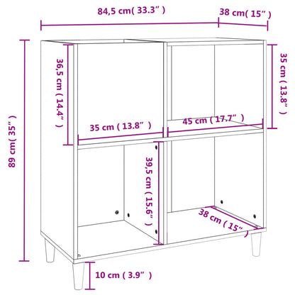 vidaXL Record Cabinet White 84.5x38x89 cm Engineered Wood