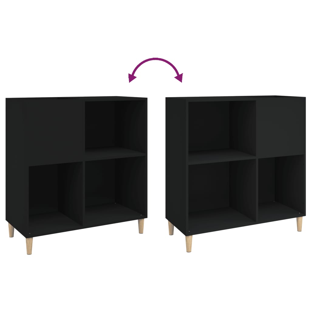 vidaXL Record Cabinet Black 84,5x38x89 cm Engineered Wood