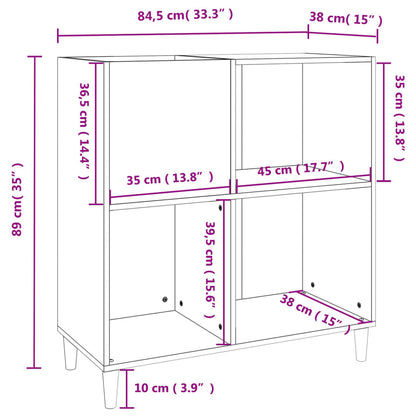 vidaXL Record Cabinet Black 84,5x38x89 cm Engineered Wood