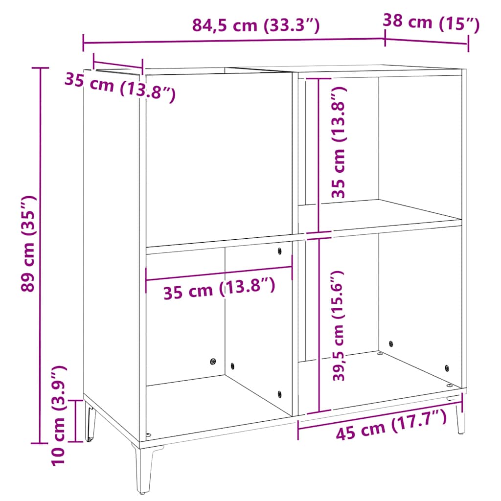 vidaXL Record Cabinet Sonoma Oak 84.5x38x89 cm Engineered Wood