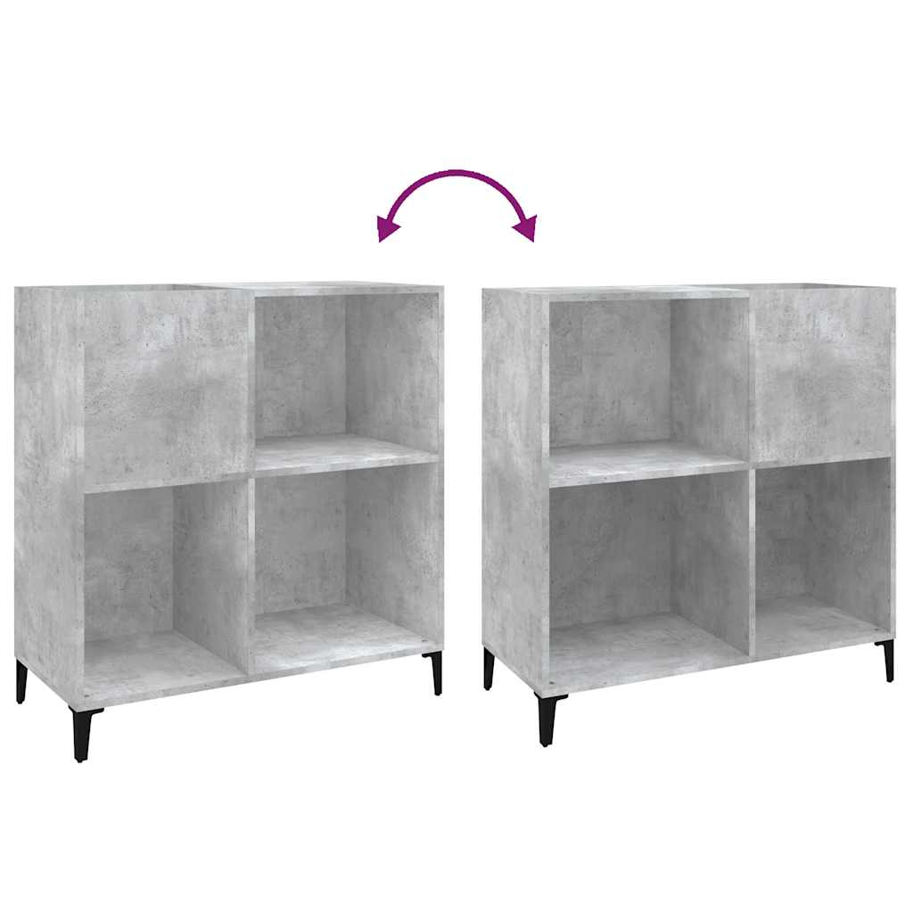 vidaXL Record Cabinet | Concrete grey | Engineered wood, Metal | Medium