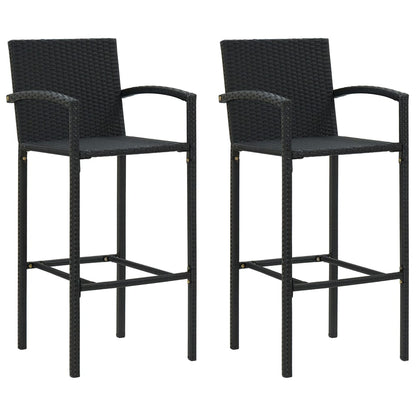 vidaXL Garden Bar Set | Black | PE rattan, powder-coated steel, tempered glass