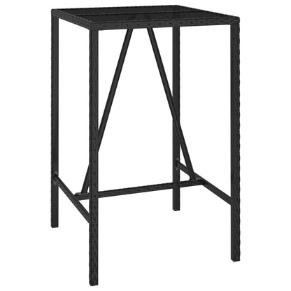 vidaXL Garden Bar Set | Black | PE rattan, powder-coated steel, tempered glass