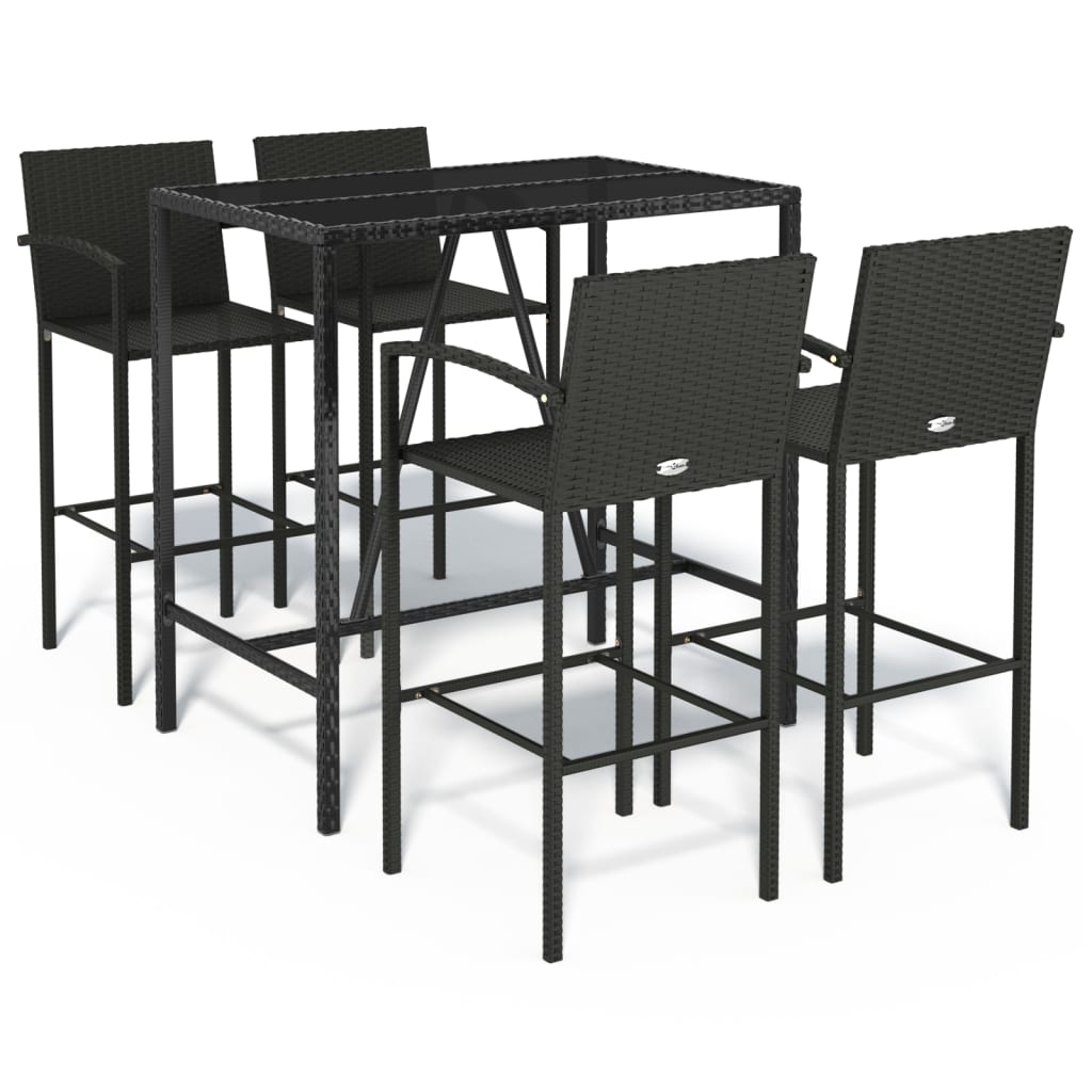 vidaXL Garden Bar Set | Black | Poly Rattan | 5 Piece |  Durable