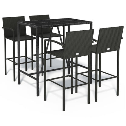 vidaXL Garden Bar Set | Black | Poly Rattan | 5 Piece |  Durable
