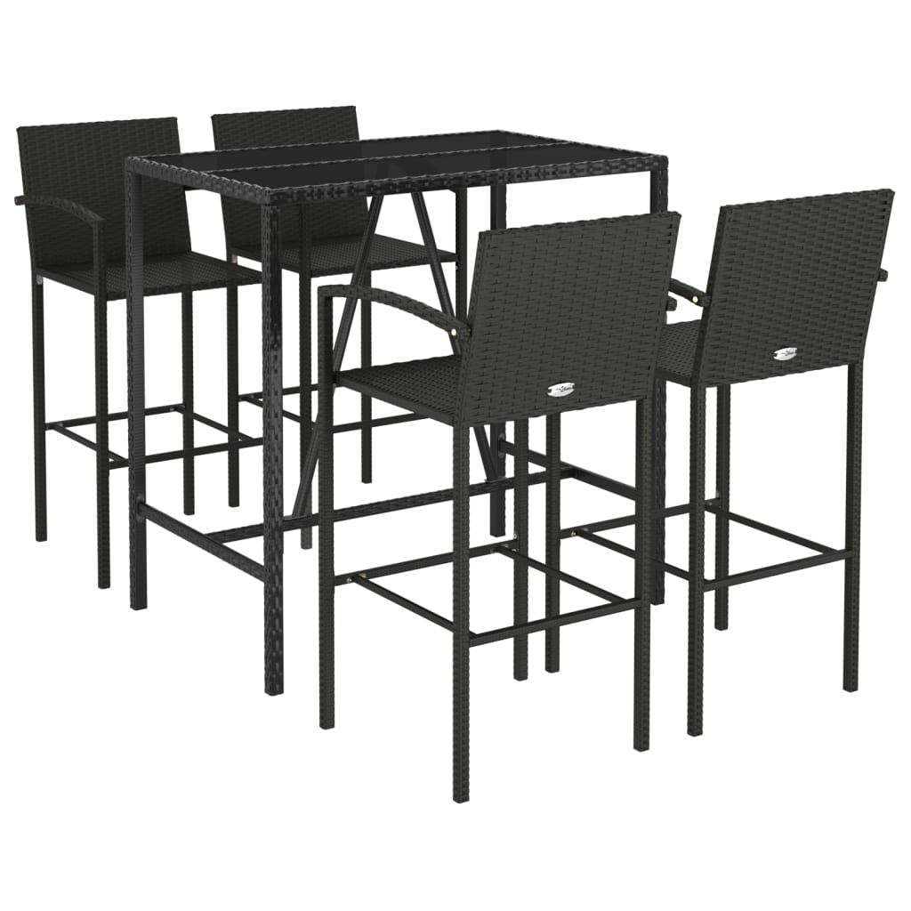 vidaXL Garden Bar Set | Black | Poly Rattan | 5 Piece |  Durable