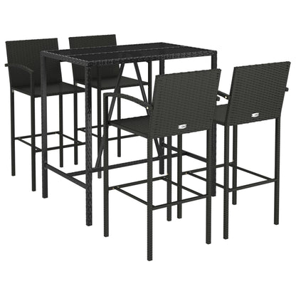 vidaXL Garden Bar Set | Black | Poly Rattan | 5 Piece |  Durable