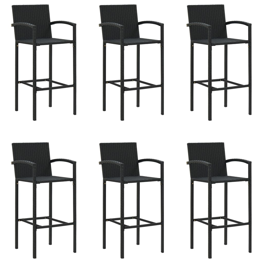vidaXL Garden Bar Set | Black | PE Rattan, Powder-Coated Steel, Tempered Glass