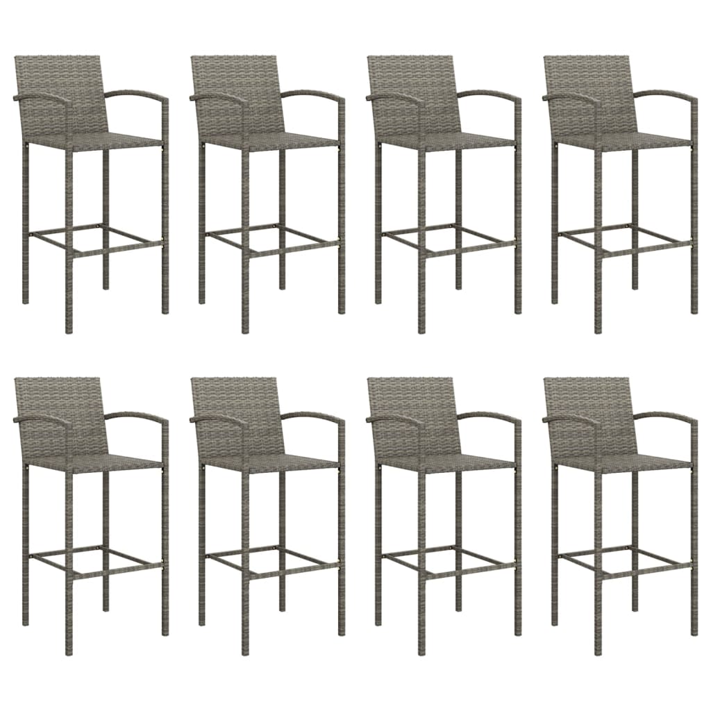 vidaXL Garden Bar Set | Grey | PE rattan, powder-coated steel, tempered glass