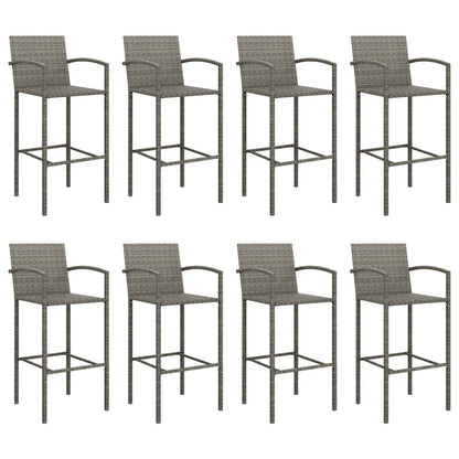 vidaXL Garden Bar Set | Grey | PE rattan, powder-coated steel, tempered glass
